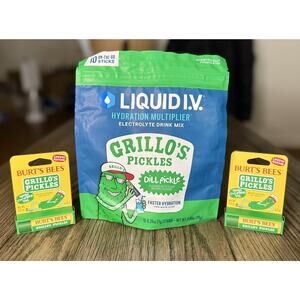 Limited Grillo’s Pickles Liquid IV Hydration Multiplier & 2-Burts Bees Lip Balm